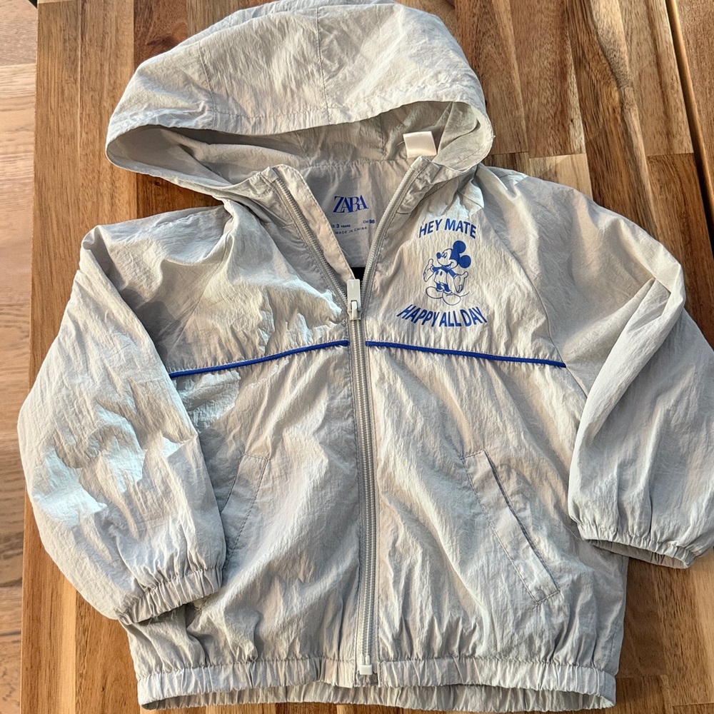 Zara x Mickey Mouse Kids Light Gray windbreaker